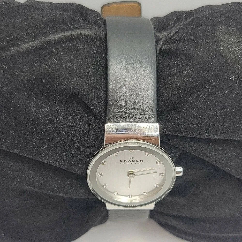 Skagen Steel 358XSSLBC Womens Black Leather Analog Dial Quartz Wrist Watch AM751